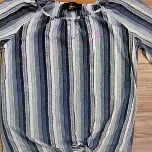 Target Women's Blue Striped Peasant Blouse